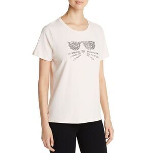 Karl Lagerfeld Women Cat Face Choupette Rhinestone Pearl Pink‎ T Shirt Alabaster
